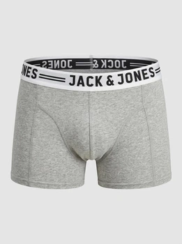 Мужские трусы боксеры Jack & Jones 1 шт, размер S, серые, логотип белый
