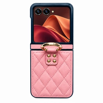 Чехол Lingge Flip для Motorola Razr 70 / 60 / 50 c кольцом-держателем pink