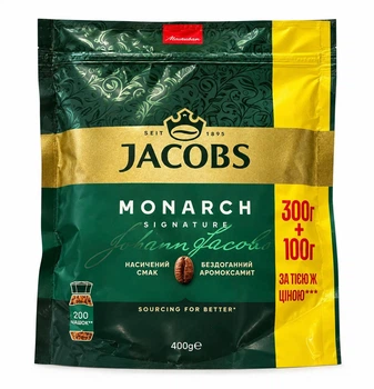 Кофе растворимый Jacobs Monarch - сублимированный натуральный кофе, 400 г