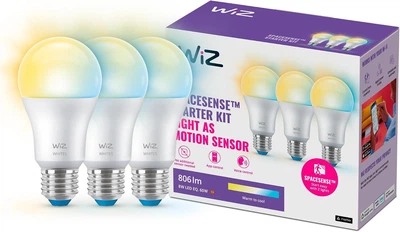 Лампа WiZ A60 E27 8Вт 806Лм 2700-6500K Wi-Fi набір 3 шт
