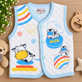 Дитячий жилет Milk 55см білий з блакитним та малюнками (2052)