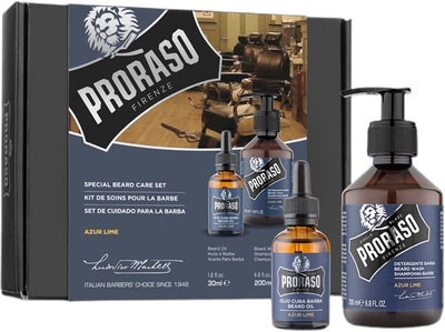 Zestaw prezentowy do pielęgnacji brody Proraso Azur Lime Szampon do brody 200 ml + Olejek do brody 30 ml (8004395007462)