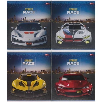 Тетрадь 96 листов в клетку Street Race школьная для записей и конспектов на спирали с тематическим принтом плотная бумага набор 8 штук