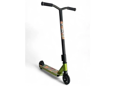 Самокат трюковой Scooter Alluminium двухколесный для детей от 5 лет алюминиевая конструкция ABEC-9 до 100 кг платформа 34х10 см зеленый