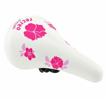 Сідло дитяче Jet Selle «Квіти», для велосипеда 12–24", біло-рожеве