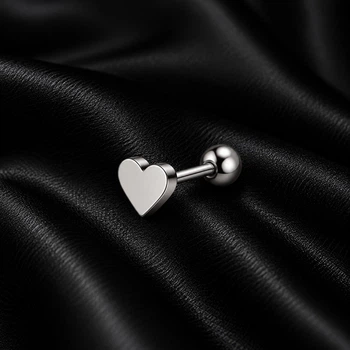 Сережка для пірсингу вуха «Серце» Asteel Сріблястий 6 мм