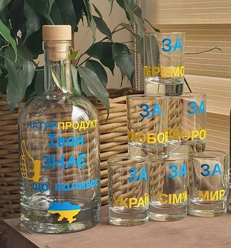 Графин 500мл з іменним написом "Іван знає, що наливає" та 6 чарок з текстом