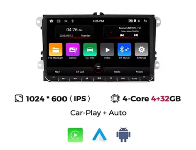 Штатная Автомагнитола Android 9″ дюймів 2 Din для VW Seat Skoda Passat Golf Polo 4/32Gb