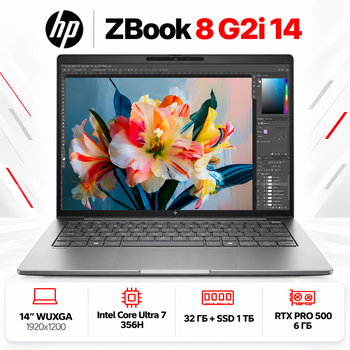 Ноутбук HP ZBook 8 G2i 14" WUXGA IPS Intel Core Ultra 7 32 ГБ профессиональный Серебристый (DZ4E9ET)