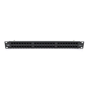 Патч-панель Merlion 48 портів UTP DUAL кат 6 19" 1U неекранована чорна Q10