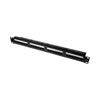 Патч-панель NVC-PN-01/24, 24 порти UTP CAT5/CAT6 19" 1U неекранована чорна