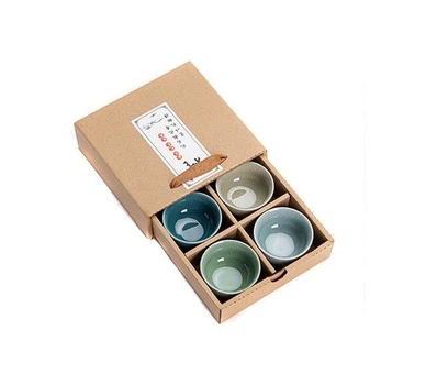 Чашка для дегустации чая Qixuanyuan Ru Kiln Master Cup, набор керамических чайных чашек в стиле кунг-фу, полный комплект для домашнего использования, чайные чашки, подарок для бизнеса и праздников.