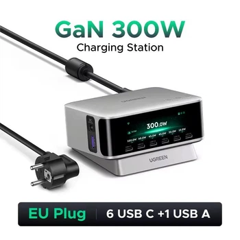 Зарядна станція UGREEN Nexode Pro X783 300Вт настільна GaN 8 портів з дисплеєм
