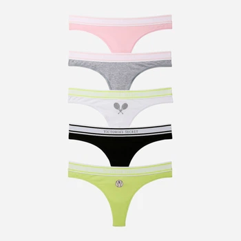 Набор трусиков танга женских хлопковых Victoria's Secret 492687949 M 5 шт Яркий микс (1161892831)