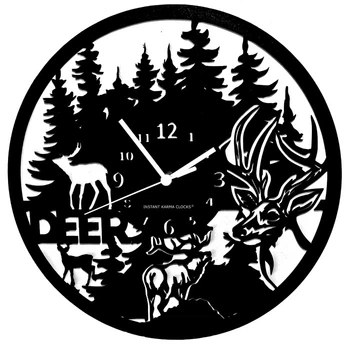 Настенные часы Instant Karma Clocks Олень Ø 30 см, черный