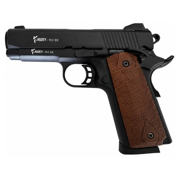 Стартовышей пистолет Kuzey 911 SX black, деревянные ручки, с доп. магазином (Colt 1911)