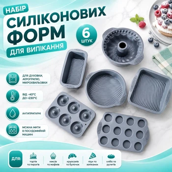 Силіконові форми для аерогрилю та духовки набір 6 шт для випічки та десертів