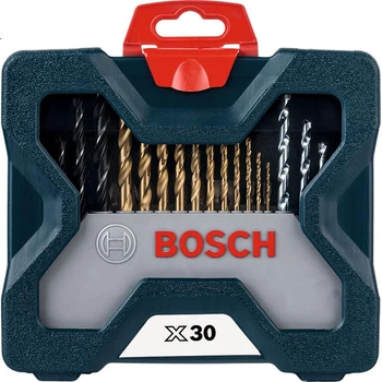 Набір свердел BOSCH з круглим хвостовиком та спіральними свердлами з титановим покриттям, асортімент із 30 свердел (набір із 30 штук)