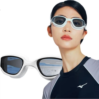 Очки для плавания Mizuno B60 с диоптриями -6.00, с шапочкой, белые