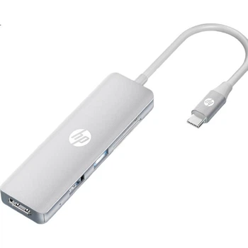 Док-станция HP Type-C, адаптер для компьютера Apple, многофункциональная док-станция расширения для MacBook, устройство чтения SD-карт, док-станция расширения HDMI/USB, адаптер для iPad, CT203C, серебристый.