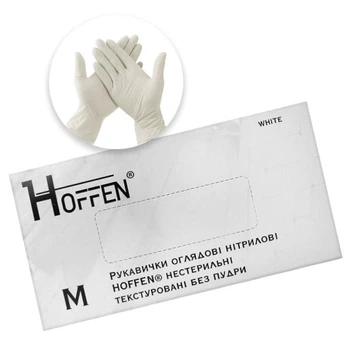 Рукавички нітрилові Hoffen White (M) щільність 3.5 г білі в пакованні 50 пар