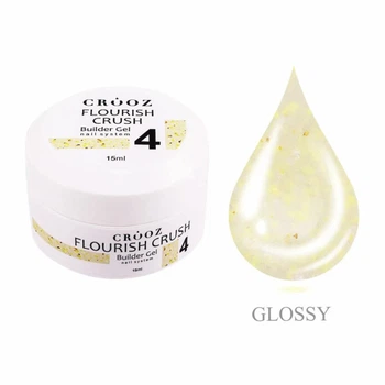 Гель будівельний Crooz Flourish Crush Builder Gel 04 світло-лимонний з жовто-білими вкрапленнями 15 мл
