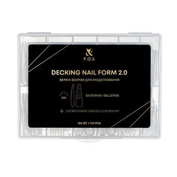 Верхні форми для френч-нарощування FOX Decking Nail form 2.0 балерина з силіконовими вкладками 120 шт