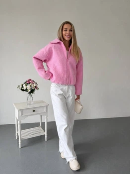 Жіноча демісезонна куртка букле Uaclothes 46 Рожевий (like39499-199401350)