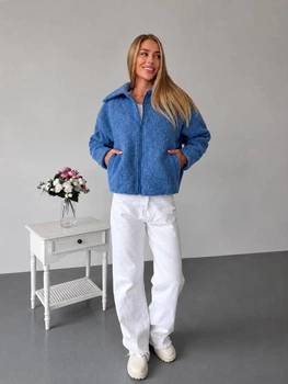 Жіноча демісезонна куртка букле Uaclothes 42 Синій (like39498-199391349)
