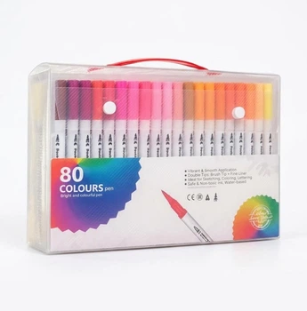 Професійний набір двосторонніх маркерів-лінерів Dual Brush Pens 80 кольорів у пластиковому кейсі