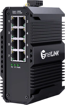 Коммутатор NetLINK HTB-6000 промышленный гигабитный на 8 портов на DIN-рейку