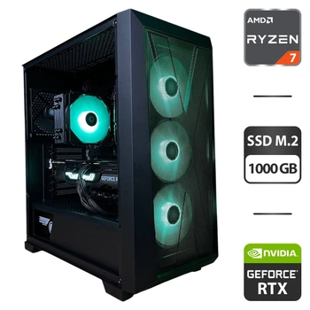 Ігровий ПК Xilence Xilent X X912 ARGB Tower / AMD Ryzen 7 7700 (8 (16) ядер по 3.8 - 5.3 GHz) / 32 GB DDR5 / 1000 GB SSD M.2 / nVidia GeForce RTX 3080 Ti, 12 GB GDDR6X, 384-bit / 850W б/в