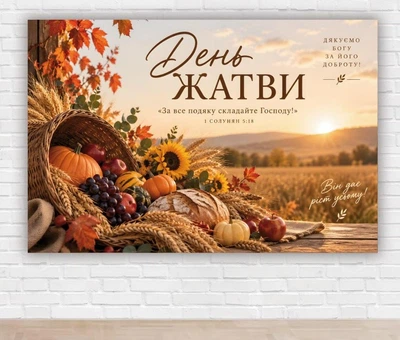 Паперовий плакат на День Подяки. Свято Жнив "За все дякуйте" 100х150 см