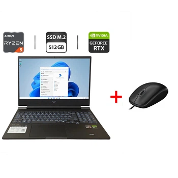 Игровой ноутбук HP Victus 15-fb3023dx / 15.6" (1920x1080) IPS / AMD Ryzen 5 8645HS (6 (12) ядер по 4.3 - 5.0 GHz) / 16 GB DDR5 / 512 GB SSD M.2 / nVidia GeForce RTX 4050, 6 GB GDDR6, 96-bit / WebCam б/у + Подарок Проводная мышь / USB