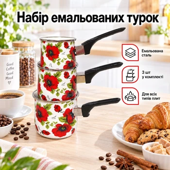 Турка A-PLUS набор 3 шт (0968) Эмаль Красный