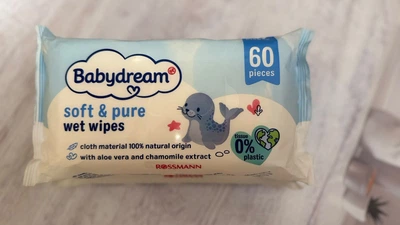 Вологі серветки Babydream soft pur, 60 шт в пачці