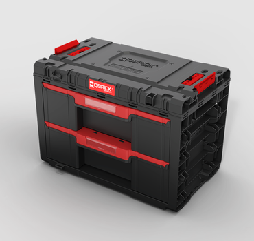 Ящик для інструментів на 2 відділення 410х242х122 мм QBRICK System Prime Drawer 2 Basic, модульний, чорний з червоним