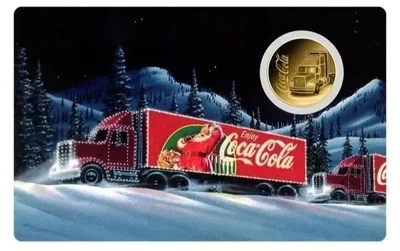 Колекційна золота монета “Coca-Cola — святкова вантажівка” 0,03 г