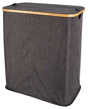 Kosz na pranie Bathroom solutions składany dwukomorowy szary 90 l 567105 (8721037647991)