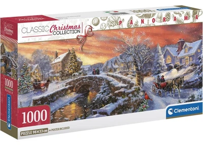 Пазл Clementoni Classic Christmas Collection: Рождественская прогулка (Classic Christmas Collection - Christmas Over the Bridge Panorama Puzzle - 1000 pcs.), 1000 эл. (панорама) (39999)