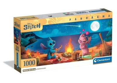 Пазл Clementoni История любви Стич и дама сердца, Disney (Disney Stitch&Angel Panorama Puzzle - 1000 pcs.), 1000 эл. (панорама) (37061)