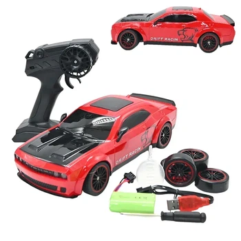 Дрифт Машина для дрифта на радиоуправлении Dodge Challenger Hellcat 4WD Свет, Пар, Неоновая подсветка Додж Хеллкет 27 см Красный