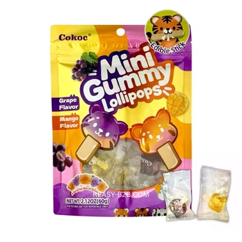 Жувальні цукерки Cokoc Gummy Lollipops Grape + Mango 60 грам