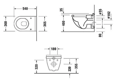 Підвісний унітаз DURAVIT STARCK 3 2200090000, білий/глянсовий, овальна