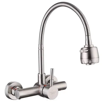 Смеситель для кухонной мойки Zegor SAP12-B090 с гибким изливом, нержавеющая сталь