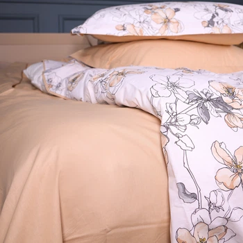 Простирадло Поплін 00-2 "Beige Flowers" 220*240