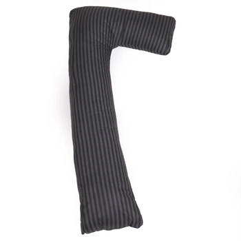 Подушка для вагітних та відпочинку Г-подібна №5002 Color Line 17-0611 Stripe Black EcoSilk бязь 140*40*20
