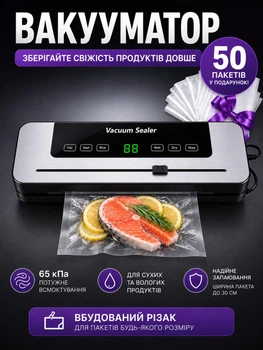 Вакууматор для еды для кухни вакуумный упаковщик для продуктов вакуматор с ножом аппарат для вакуумной упаковки мяса рыбы