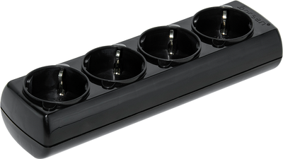 Колодка Borsan з заземленням 4 розетки Black (BR-1574-0)