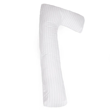 Подушка для вагітних та відпочинку Г-подібна №5003 Color Line 17-0605 Stripe White EcoSilk бязь 140*40*20